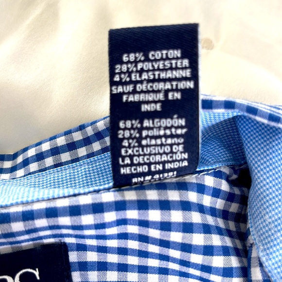 Mens Chaps Navy & White gingham button down shirt - Picture 7 of 7